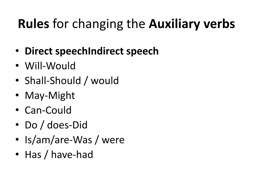 rules for changing the auxiliary verbs