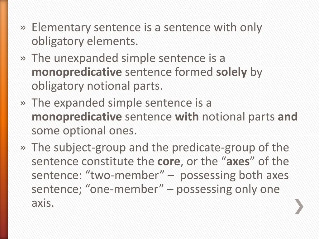 elementary sentence is a sentence with only