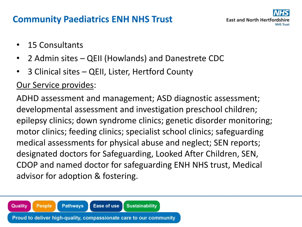 community paediatrics enh nhs trust