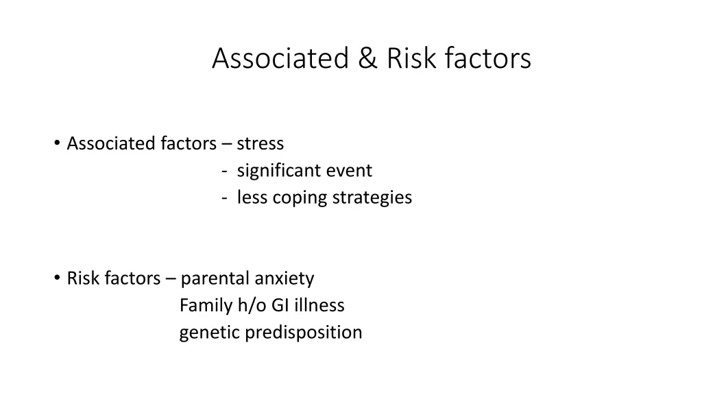 associated risk factors