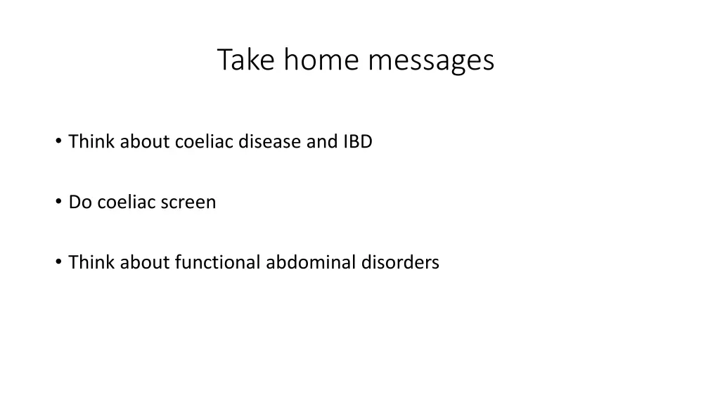 take home messages