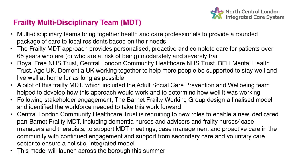 frailty multi disciplinary team mdt