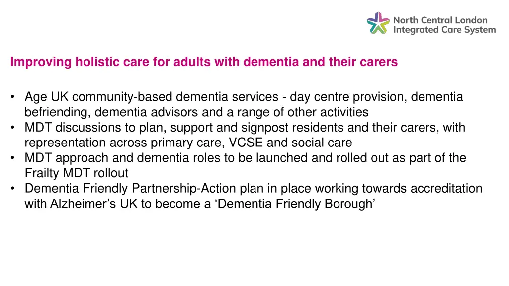 improving holistic care for adults with dementia