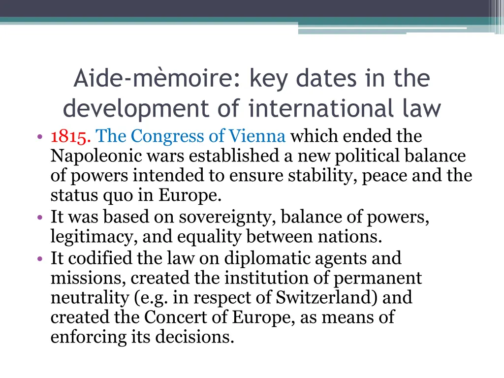 aide m moire key dates in the development 1