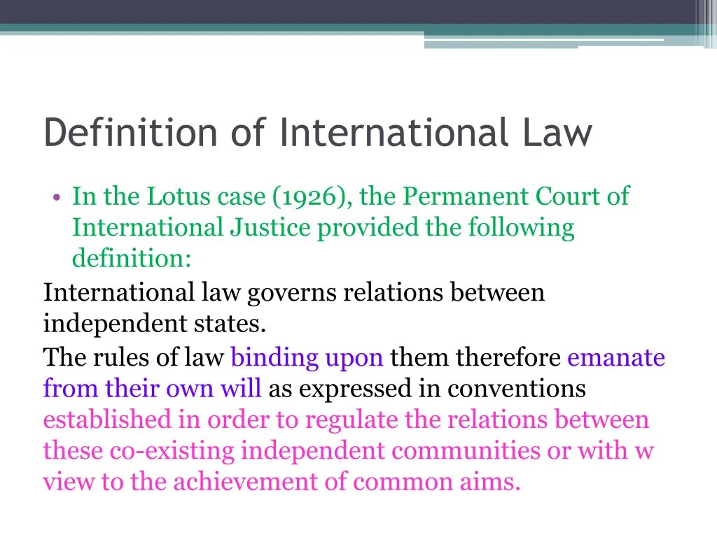 definition of international law