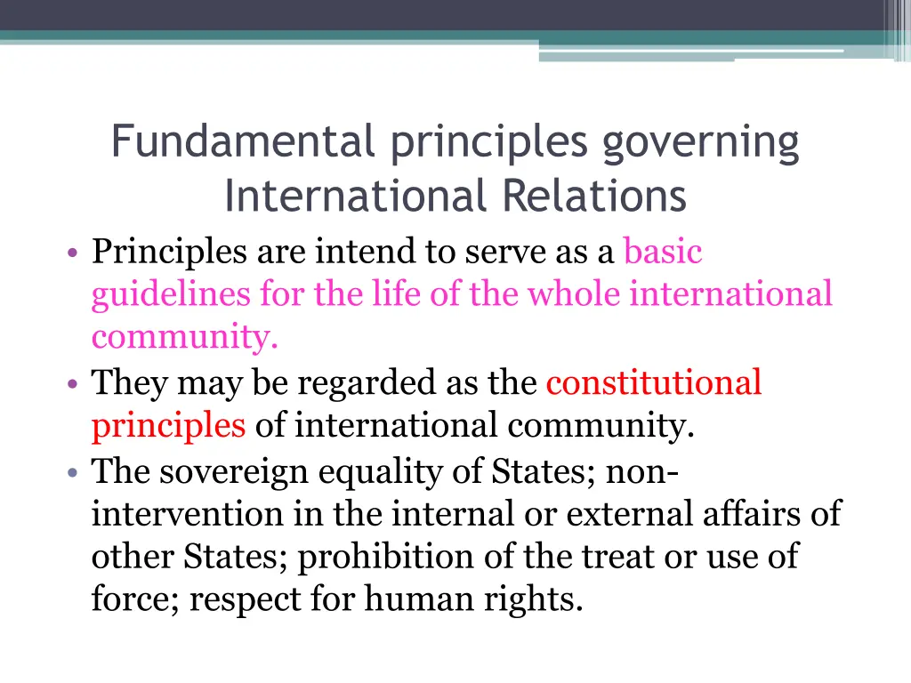 fundamental principles governing international