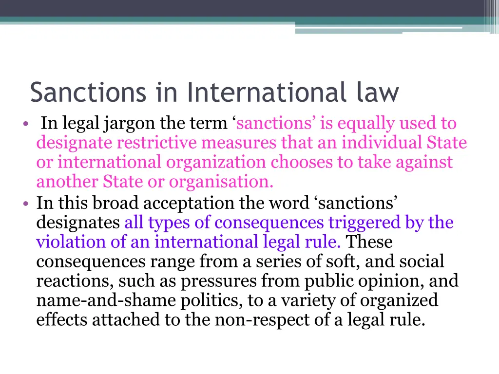 sanctions in international law in legal jargon