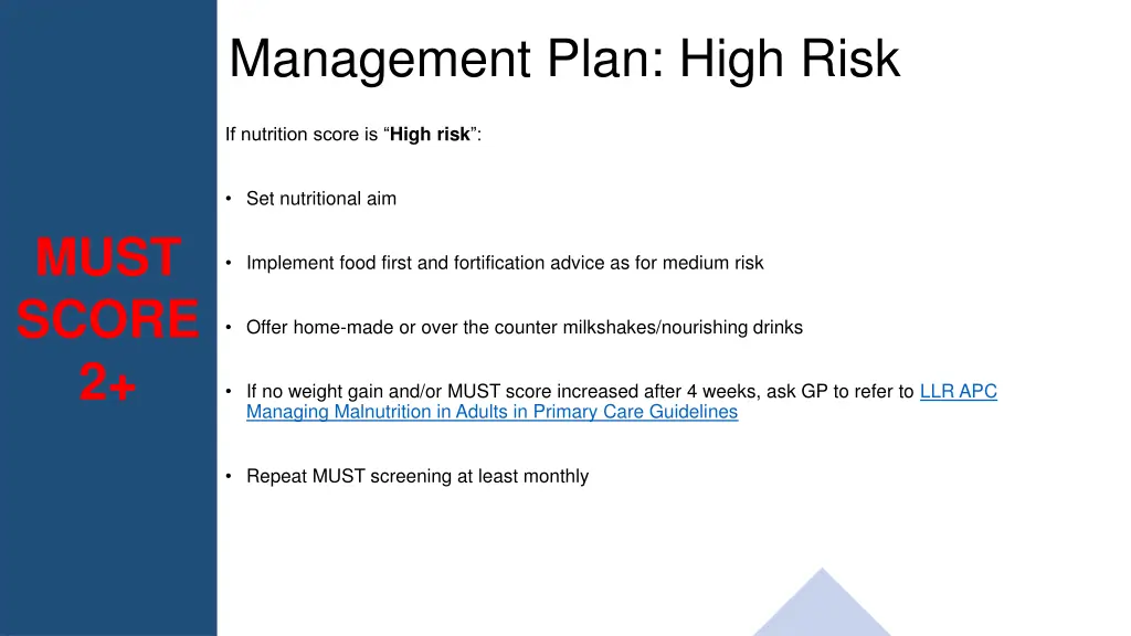 management plan high risk