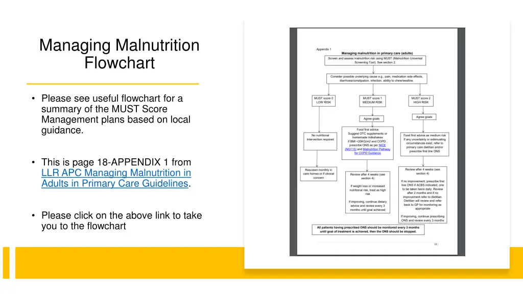 managing malnutrition flowchart