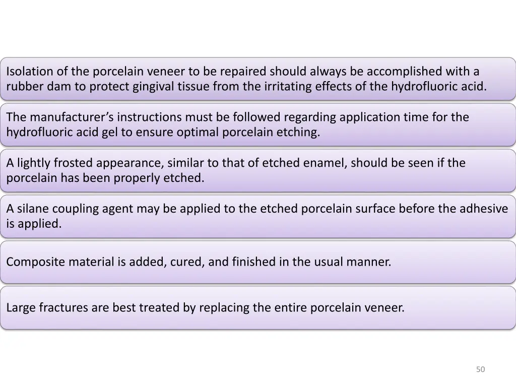 isolation of the porcelain veneer to be repaired