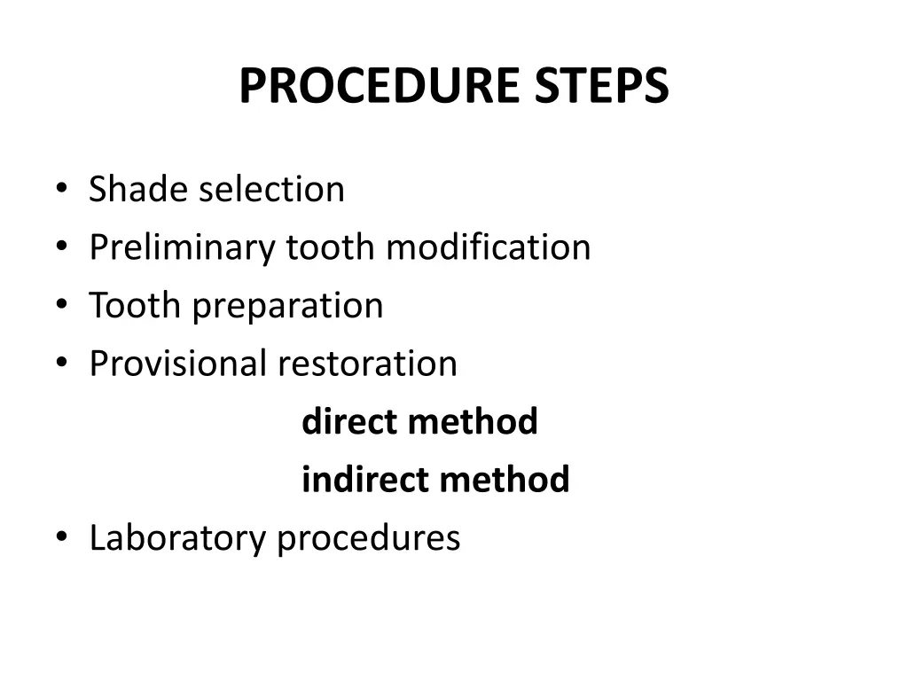 procedure steps