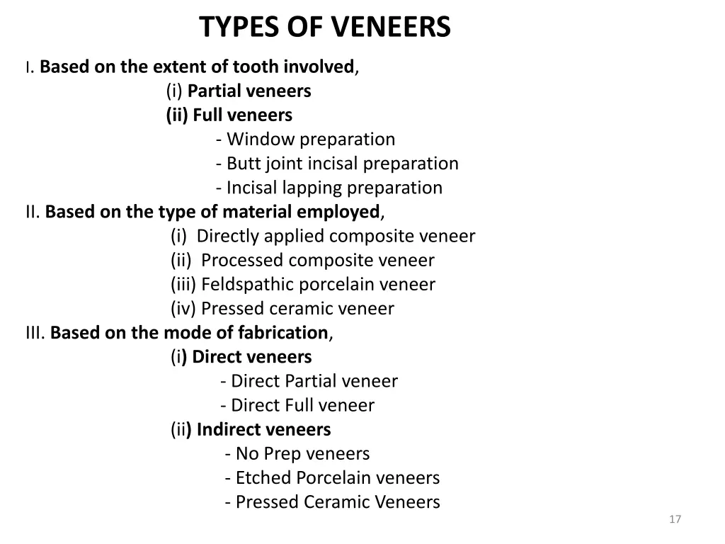 types of veneers