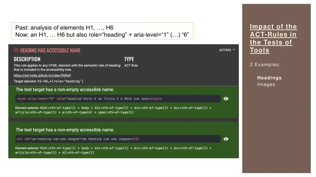 impact of the act rules in the tests of tools 1