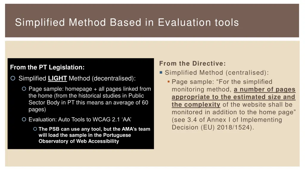 simplified method based in evaluation tools