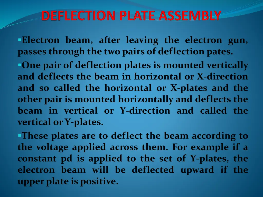 electron beam after leaving the electron