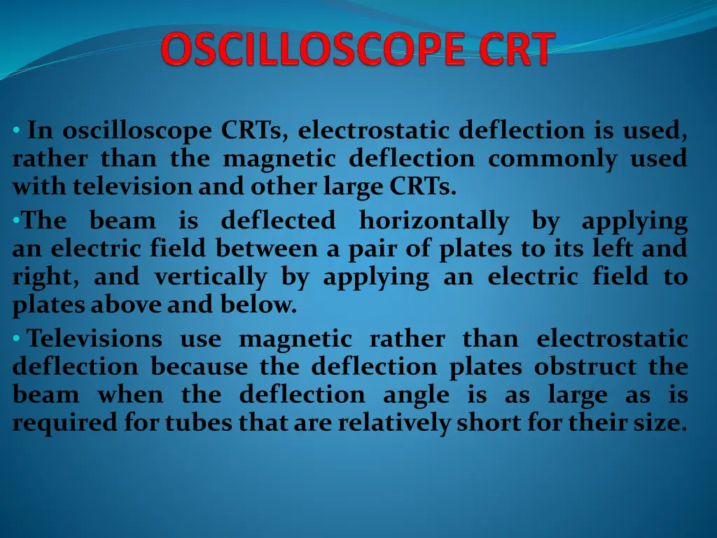 in oscilloscope crts electrostatic deflection