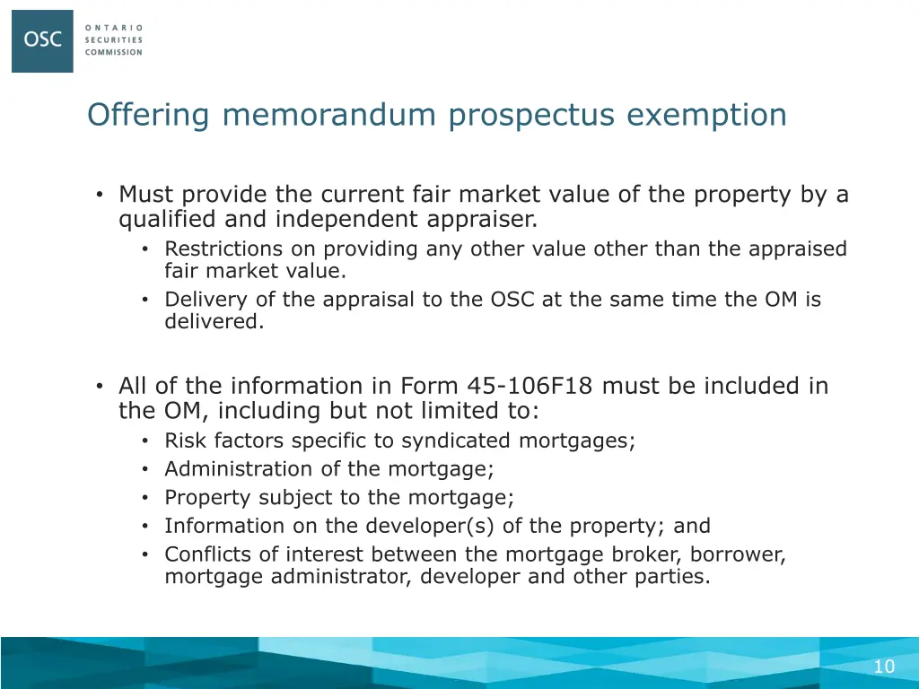 offering memorandum prospectus exemption