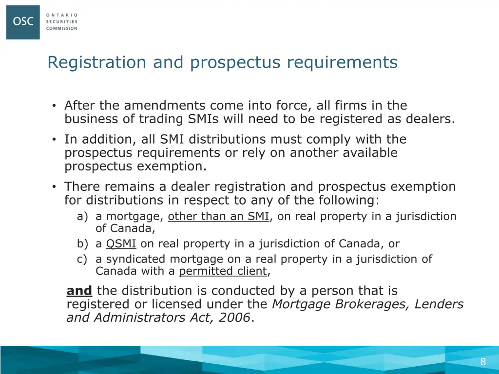 registration and prospectus requirements