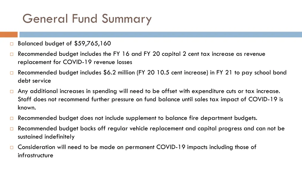 general fund summary