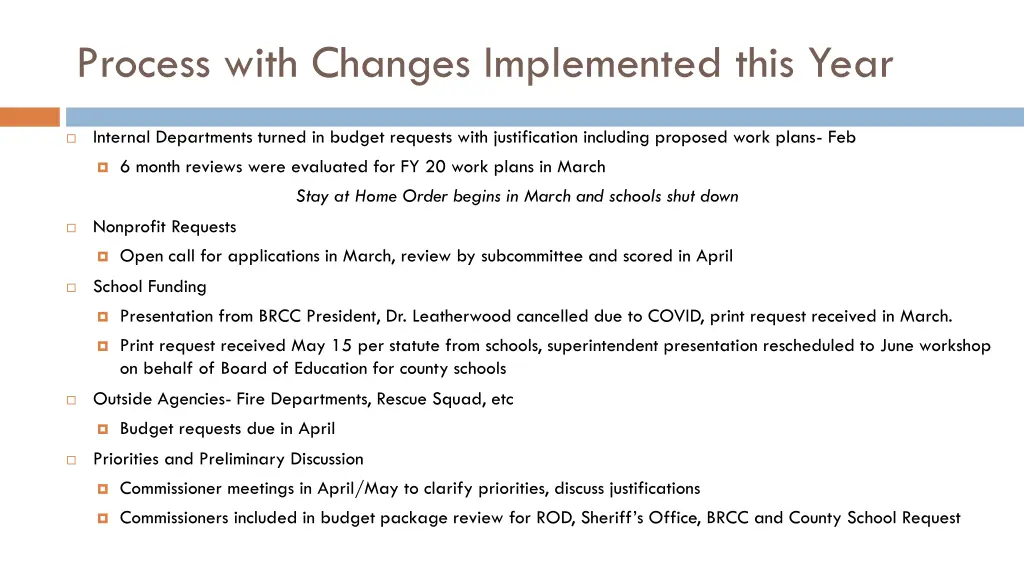 process with changes implemented this year