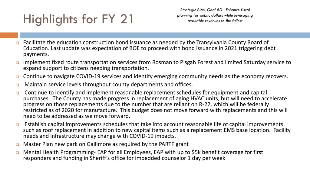 strategic plan goal 6d enhance fiscal planning 4