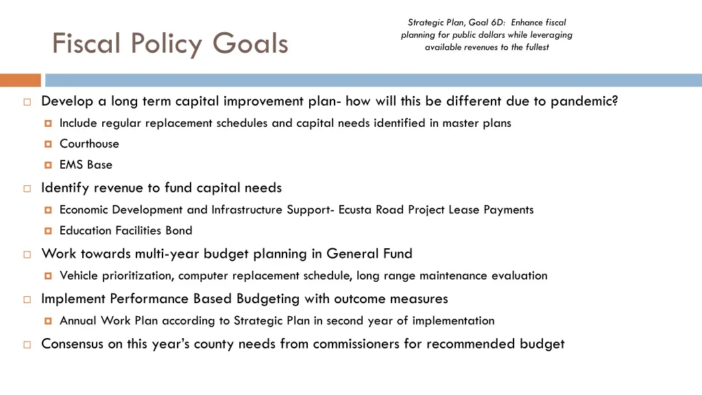 strategic plan goal 6d enhance fiscal planning 5