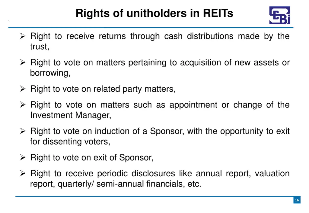 rights of unitholders in reits