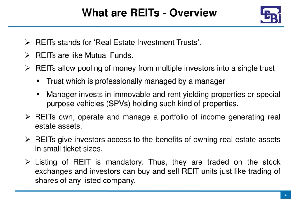 what are reits overview