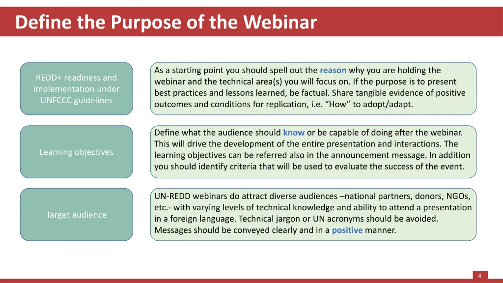 define the purpose of the webinar