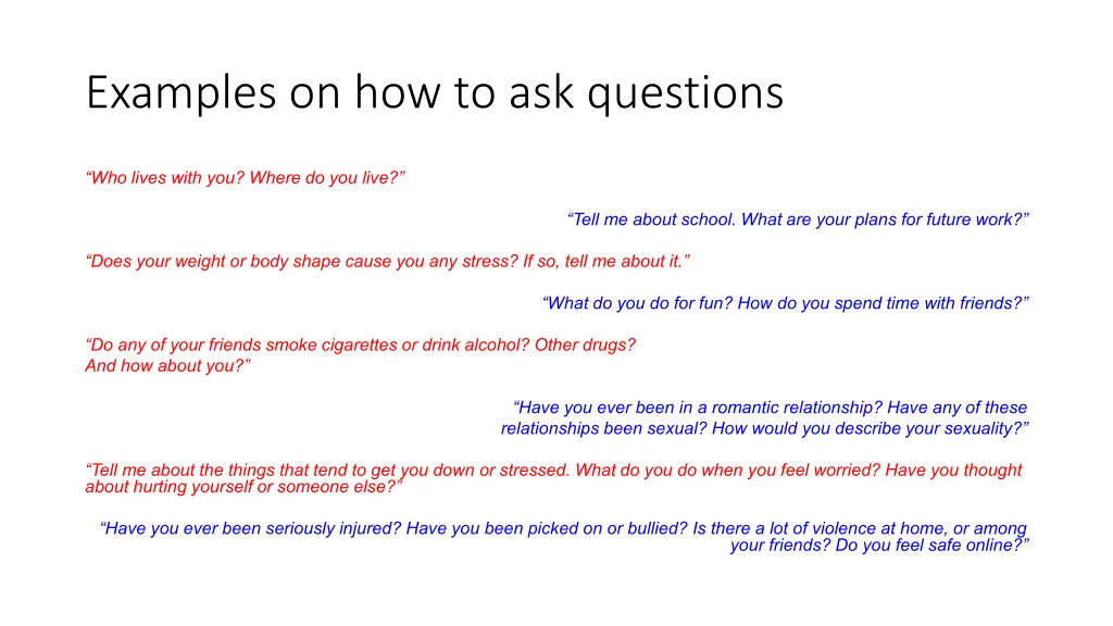 examples on how to ask questions