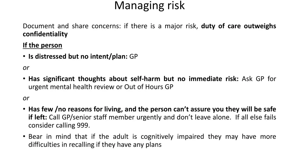 managing risk