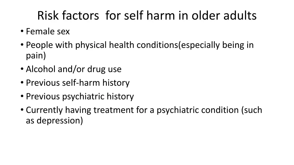 risk factors for self harm in older adults female