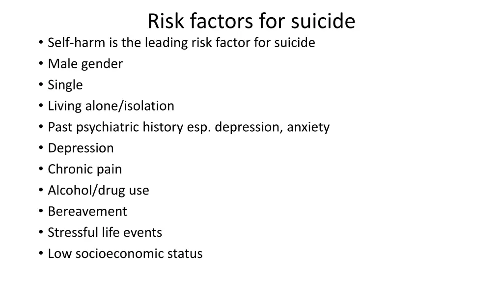 risk factors for suicide