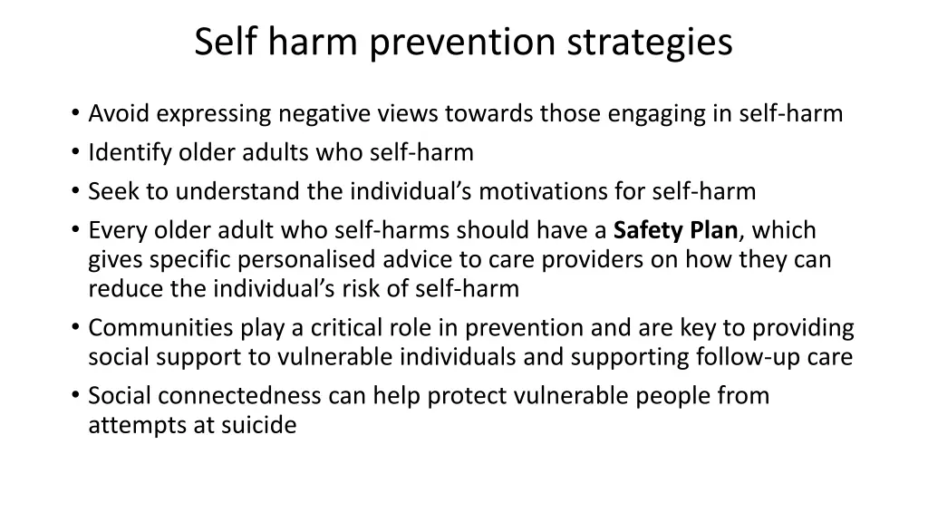 self harm prevention strategies