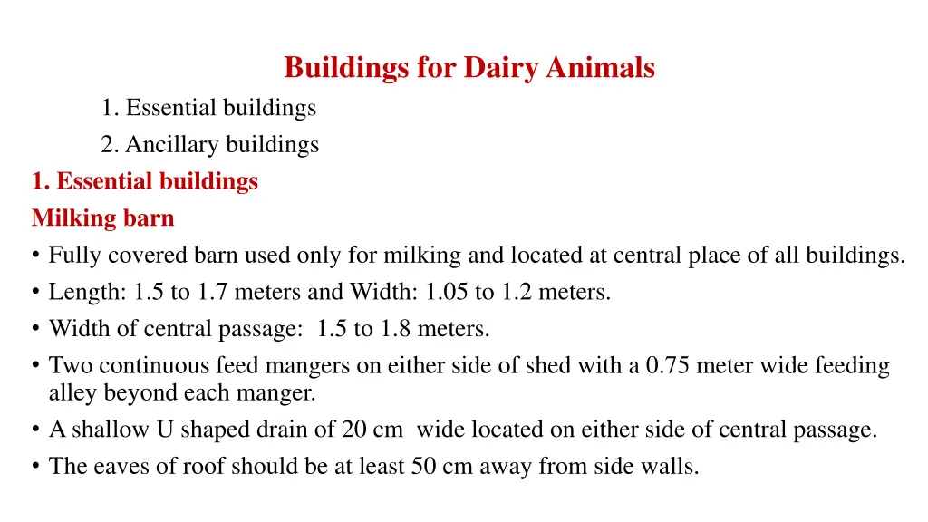 buildings for dairy animals 1 essential buildings