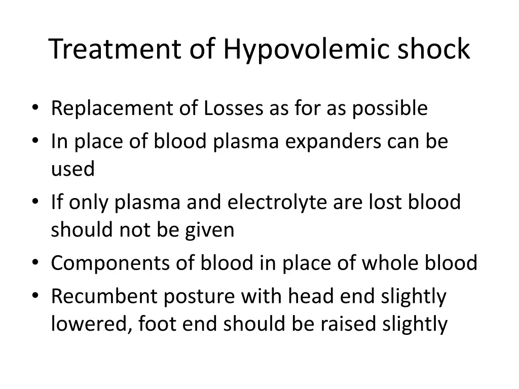 treatment of hypovolemic shock