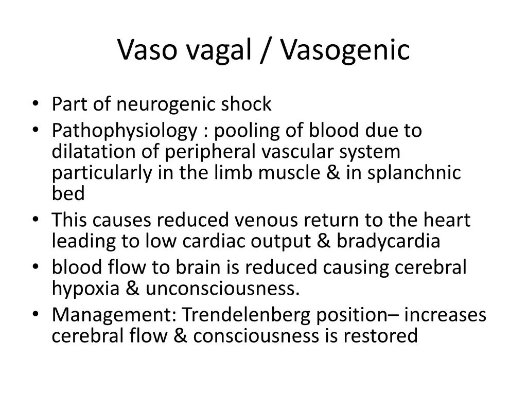 vaso vagal vasogenic