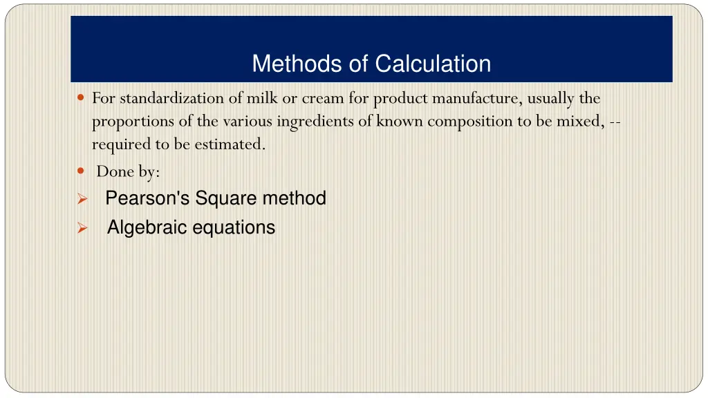 methods of calculation