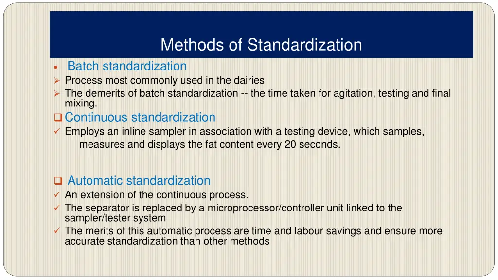 methods of standardization