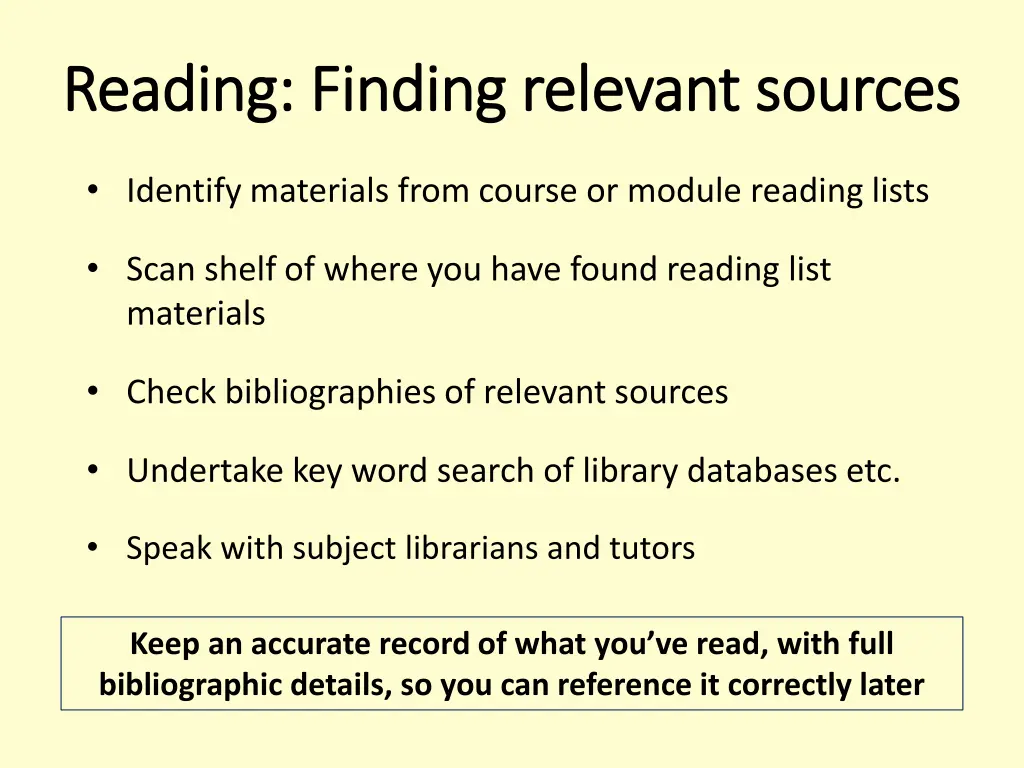 reading finding relevant sources reading finding