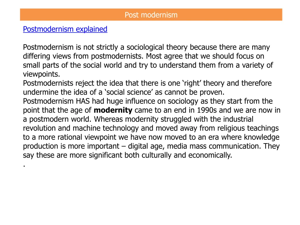 post modernism