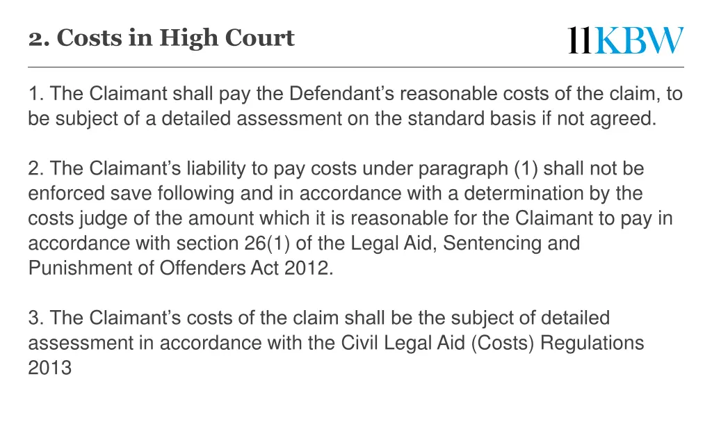 2 costs in high court