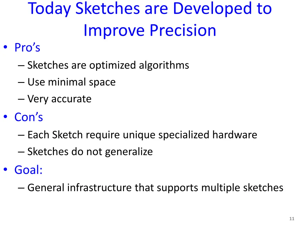 today sketches are developed to improve precision