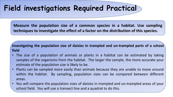 field investigations required practical