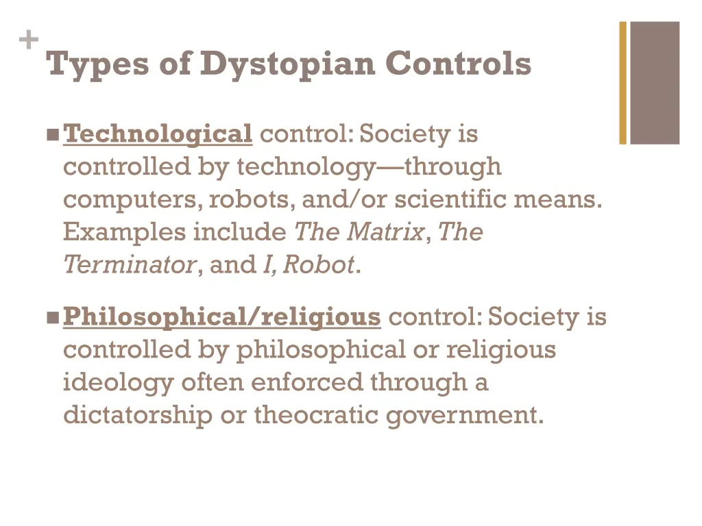 types of dystopian controls 1