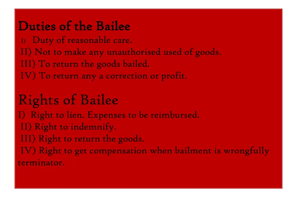 duties of the duties of the bailee i duty