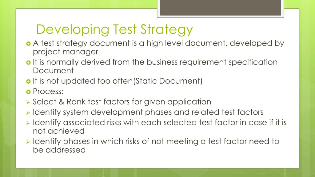 developing test strategy a test strategy document