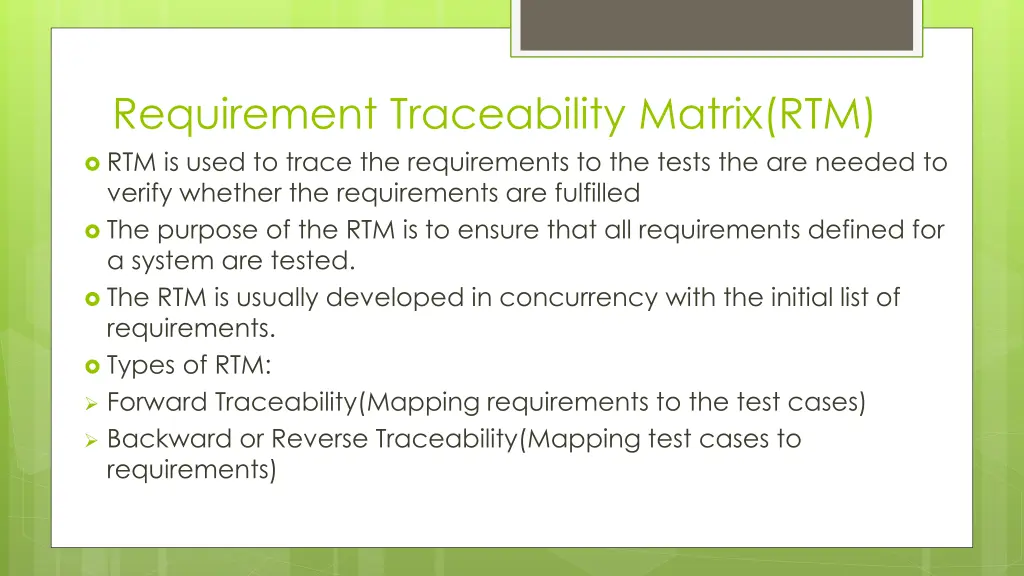 requirement traceability matrix rtm rtm is used