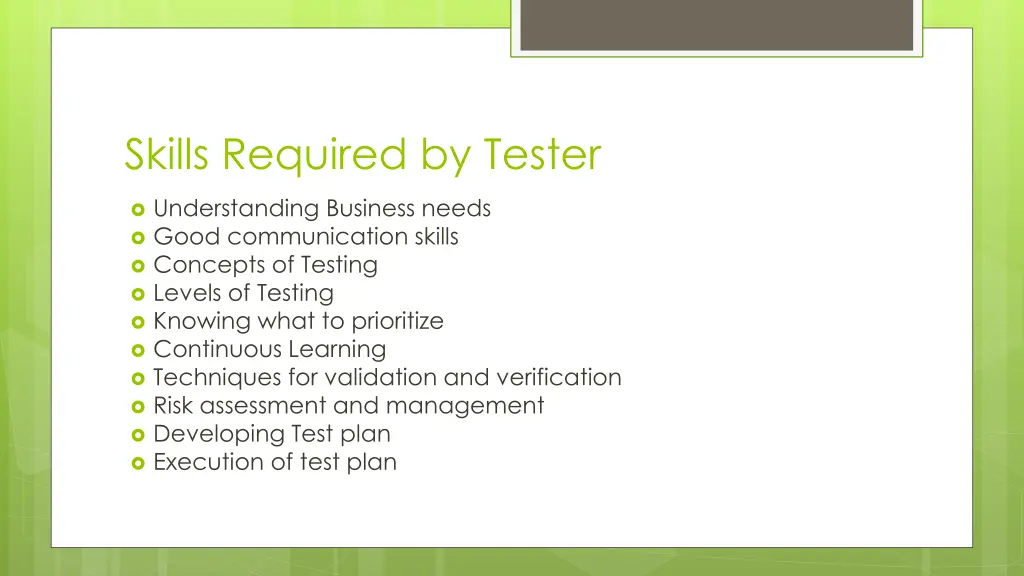 skills required by tester