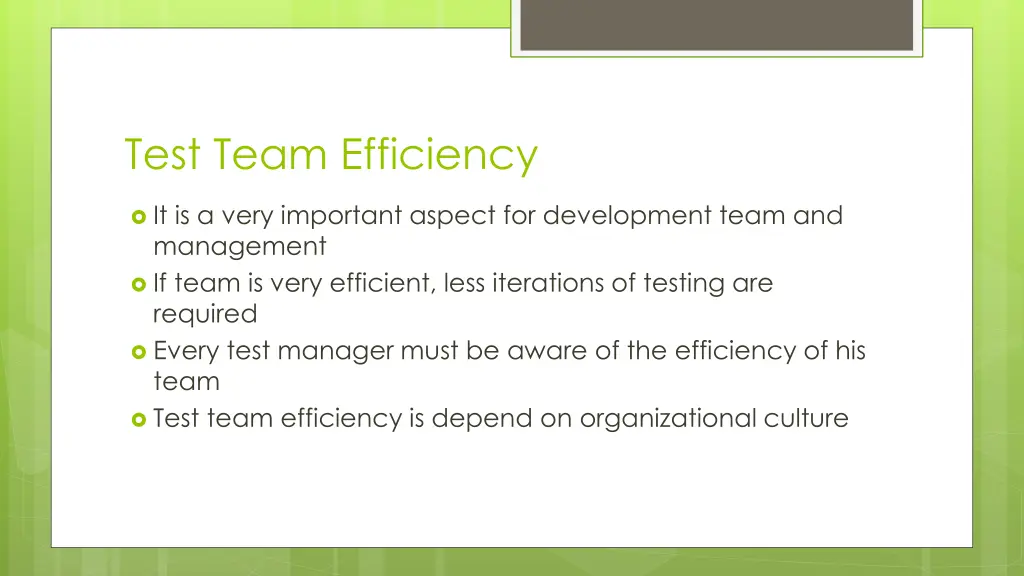 test team efficiency